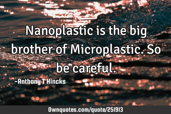 Nanoplastic is the big brother of Microplastic. So be