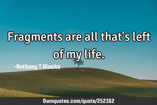 Fragments are all that's left of my life.: OwnQuotes.com