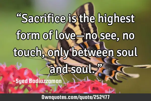 “Sacrifice is the highest form of love—no see, no touch, only between soul and soul.”