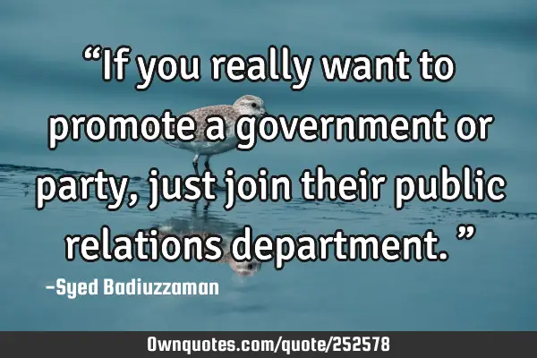 “If you really want to promote a government or party, just join their public relations