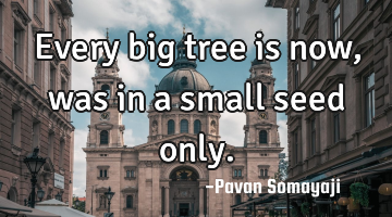 Every big tree is now, was in a small seed only.