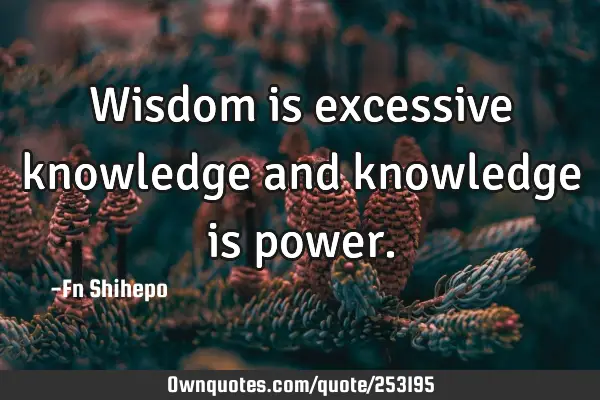 Wisdom is excessive knowledge and knowledge is