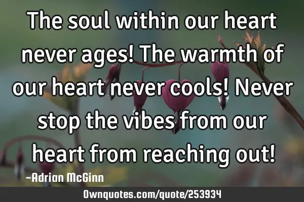 The soul within our heart never ages! The warmth of our heart never cools! Never stop the vibes