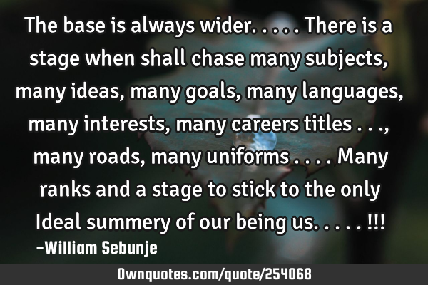 The base is always wider.....there is a stage when shall chase many subjects, many ideas , many