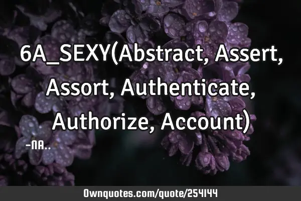 6A_SEXY(Abstract, Assert, Assort, Authenticate, Authorize, Account)