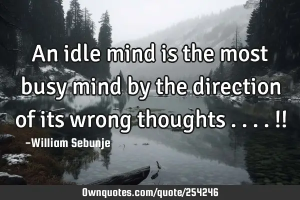 An idle mind is the most busy mind by the direction of its wrong thoughts ....!!