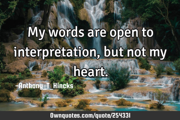 My words are open to interpretation, but not my