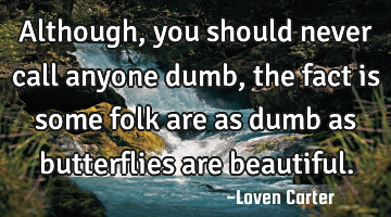 Although, you should never call anyone dumb, the fact is some folk are as dumb as butterflies are