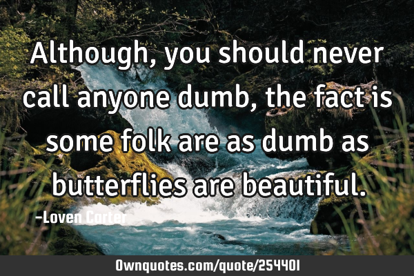 Although, you should never call anyone dumb, the fact is some folk are as dumb as butterflies are