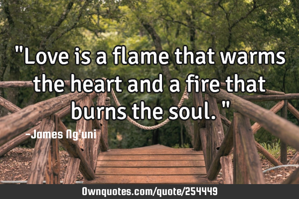 "Love is a flame that warms the heart and a fire that burns the soul."