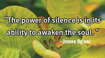 "The power of silence is in its ability to awaken the soul."