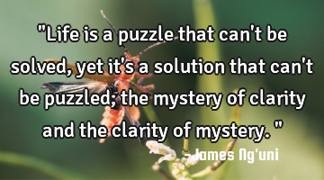 "Life is a puzzle that can
