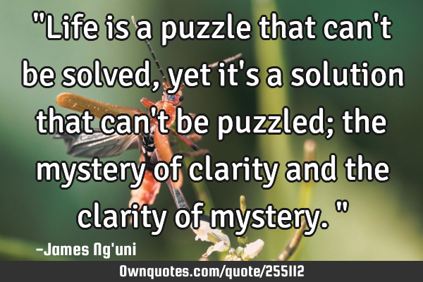 "Life is a puzzle that can
