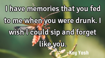 I have memories that you fed to me when you were drunk. I wish l could sip and forget like you.