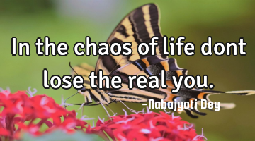 In the chaos of life dont lose the real you.
