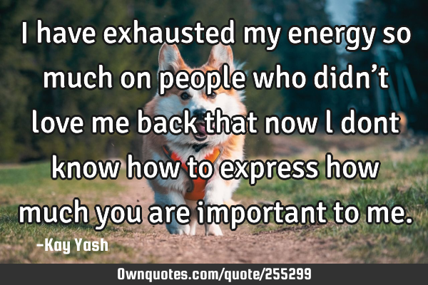 I have exhausted my energy so much on people who didn’t love me back that now l dont know how to