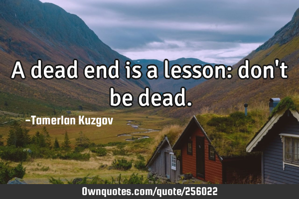 A dead end is a lesson: don