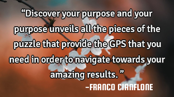 “Discover your purpose and your purpose unveils all the pieces of the puzzle that provide the GPS