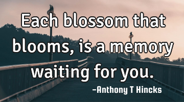 Each blossom that blooms, is a memory waiting for you.
