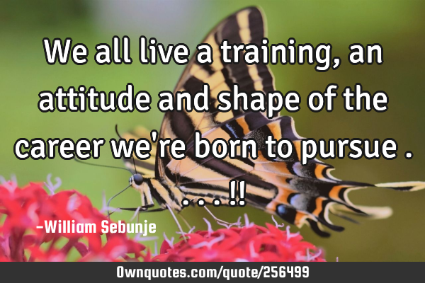 We all live a training , an attitude and shape of the career we