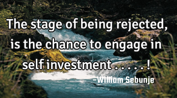 The stage of being rejected  , is the chance to engage in self investment .....!