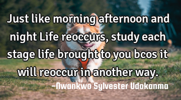 Just like morning afternoon and night Life reoccurs, study each stage life brought to you bcos it