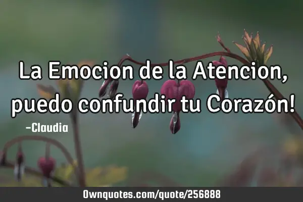 La Emocion de la Atencion ,puedo confundir tu Corazón!