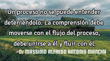 Un proceso no se puede entender deteniéndolo. La comprensión debe moverse con el flujo del