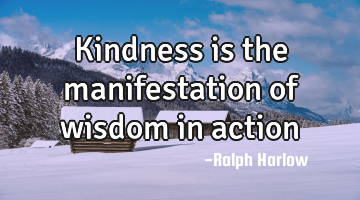 Kindness is the manifestation of wisdom in action