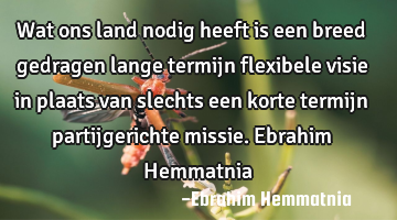 Wat ons land nodig heeft is een breed gedragen lange termijn flexibele visie in plaats van slechts