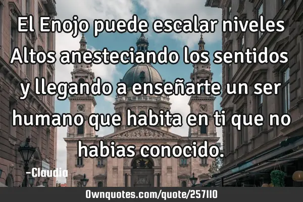 El Enojo puede escalar niveles Altos anesteciando  los sentidos y  llegando a  enseñarte un ser