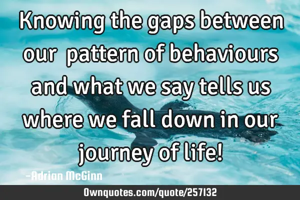 Knowing the gaps between our ﻿pattern of behaviours and what we say tells us where we fall down