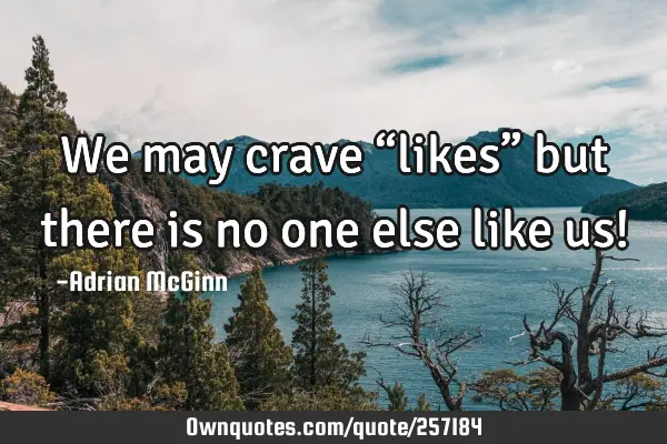 We may crave “likes” but there is no one else like us!