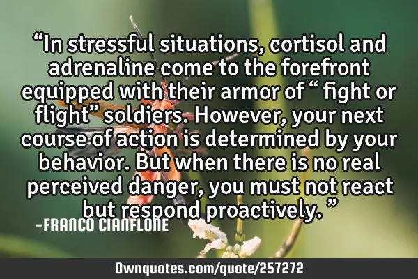 “In stressful situations, cortisol and adrenaline come to the forefront equipped with their armor