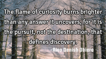 The flame of curiosity burns brighter than any answer it uncovers, for it is the pursuit, not the