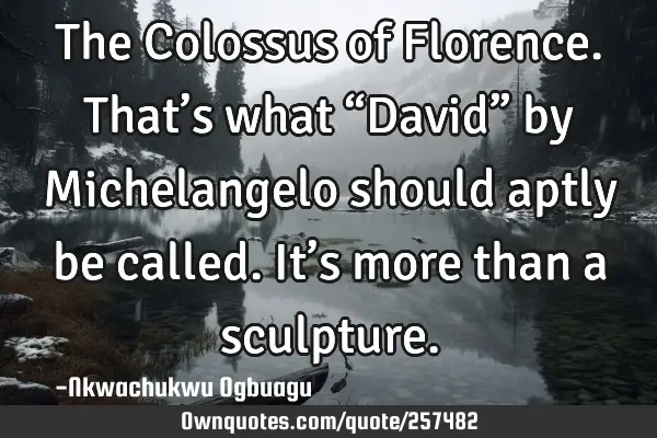 The Colossus of Florence. That’s what “David” by Michelangelo should aptly be called. It’s