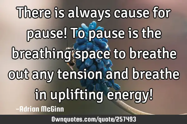 There is always cause for pause! To pause is the breathing space to breathe out any tension and