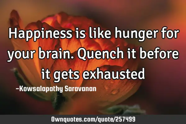 Happiness is like hunger for your brain.Quench it before it gets