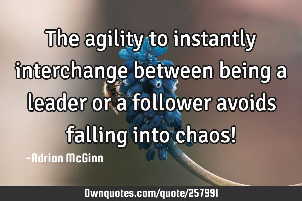 The agility to instantly interchange between being a leader or a follower avoids falling into chaos!