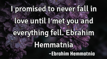 I promised to never fall in love until I met you and everything fell. Ebrahim Hemmatnia