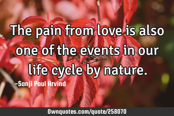 The pain from love is also one of the events in our life cycle by