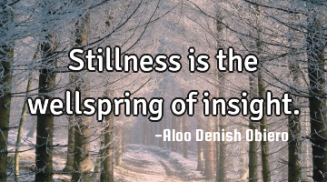 Stillness is the wellspring of insight.