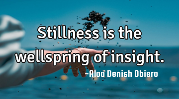 Stillness is the wellspring of insight.