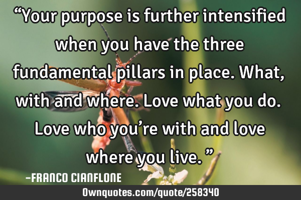 “Your purpose is further intensified when you have the three fundamental pillars in place. What,