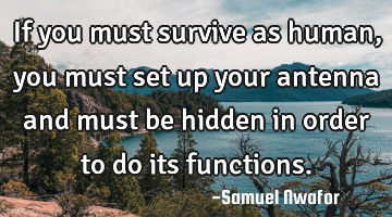 If you must survive as human, you must set up your antenna and must be hidden in order to do its