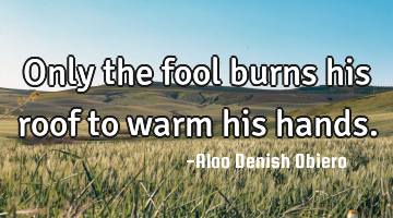 Only the fool burns his roof to warm his hands.