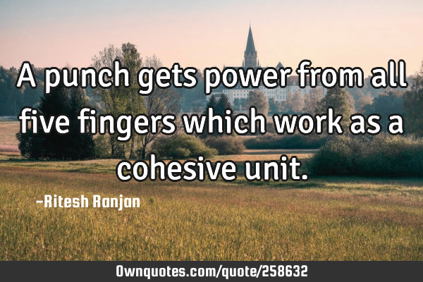 A punch gets power from all five fingers which work as a cohesive