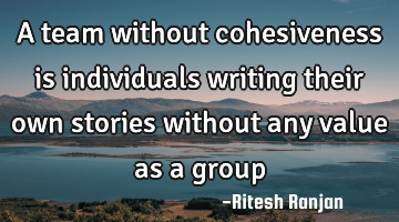 A team without cohesiveness is individuals writing their own stories without any value as a group