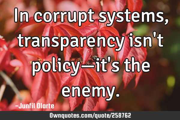 In corrupt systems, transparency isn