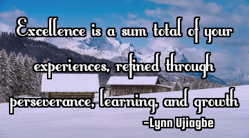 Excellence is a sum total of your experiences, refined through perseverance, learning, and growth